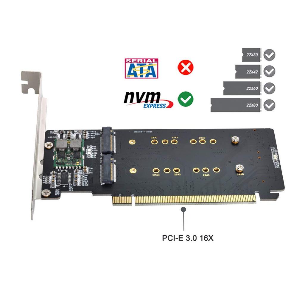 Xiwai 4X NVMe M.2 AHCI - PCIe Express 3.0 Gen3 X16 RAID Card VROC Raid0 Hyper Adapter.