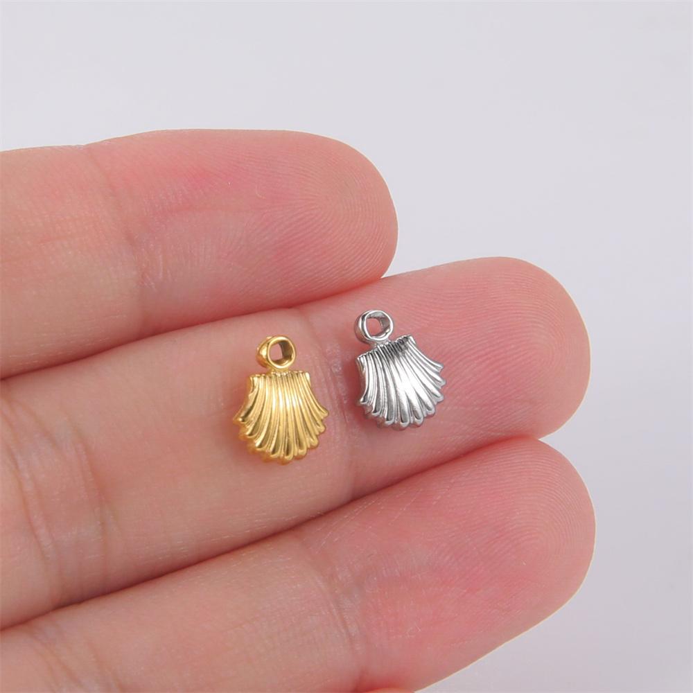 5pcs/Lot Stainless Steel Shell Charms for for Jewelry Making Ocean Summer Necklace Bracelet Pendants Diy Accessories Wholesale