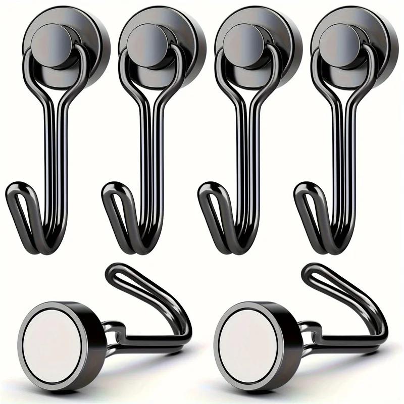 20pcs Black Magnetic Hooks Cruis Heavy Duty Neodymium Rare Earth Magnetic Hangers, Extra Strong Magnets with Hook for Hanging, R