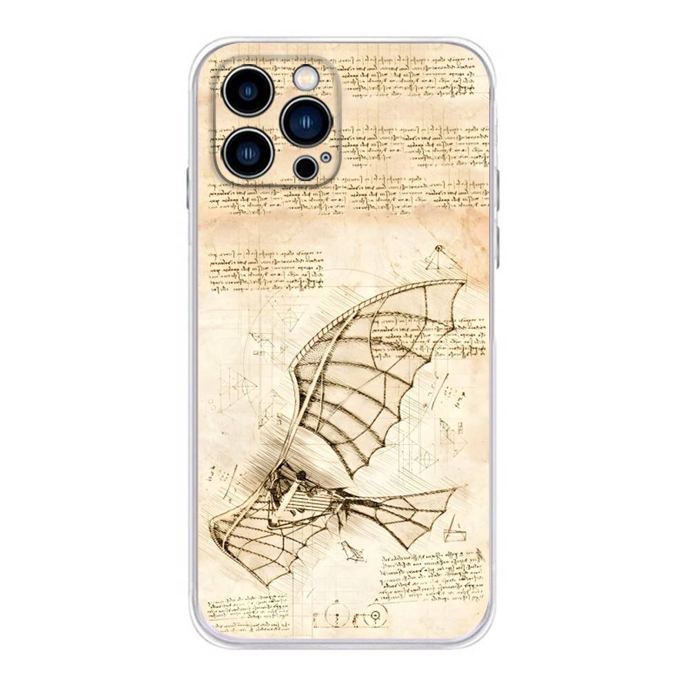 L-Leonardo da Art Vinci Phone Case For iPhone 17,16,15,14,13,12,11 Plus,Pro,Max,XR,Plus,E,Mini Transparent Soft Cover