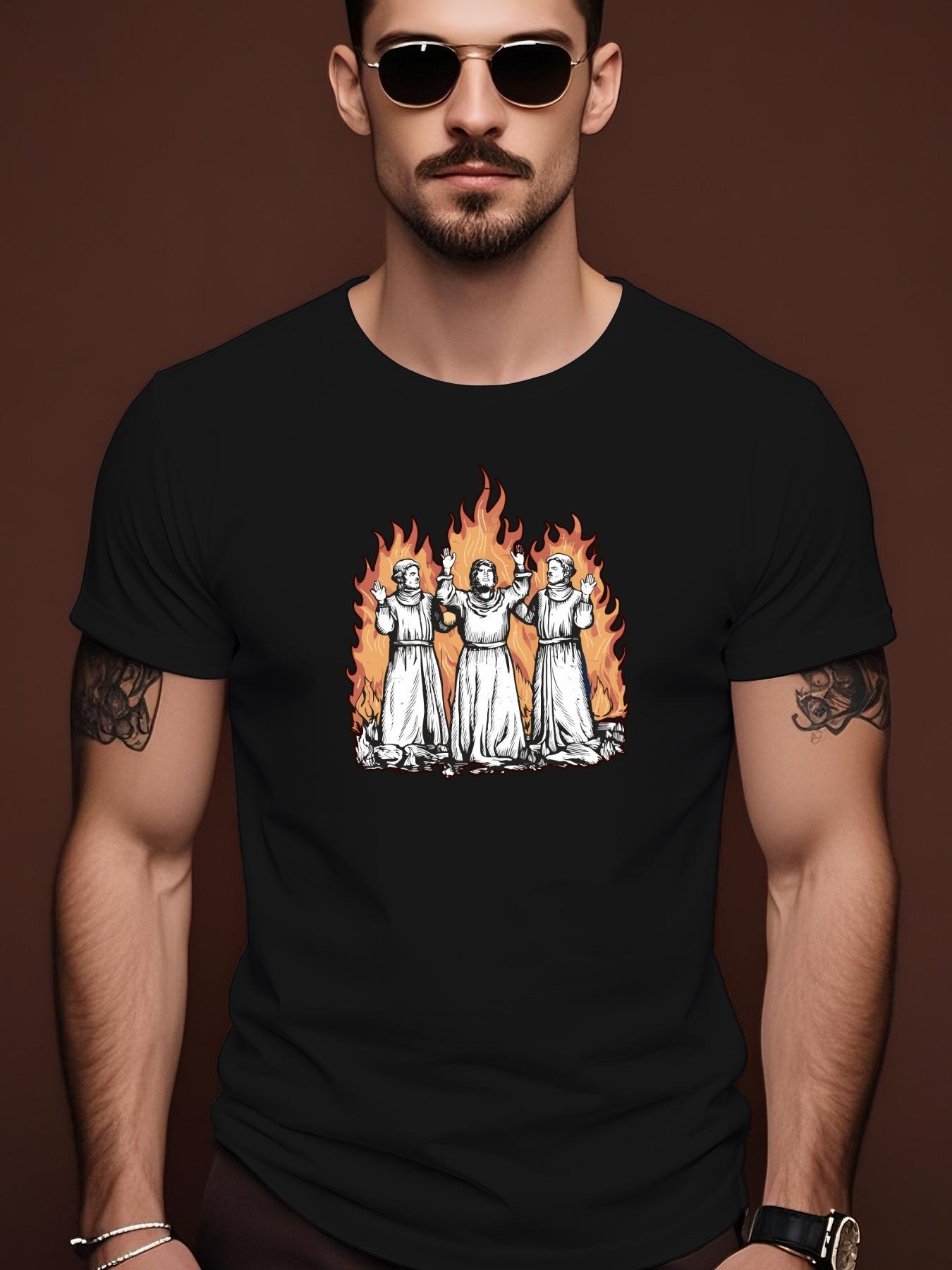 Summer Tshirt with Intricate Flame Figure Graphic - Soft ... XXL