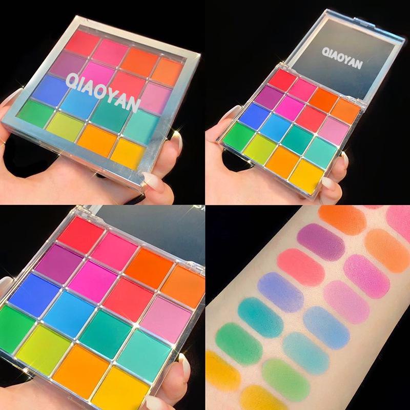 16-Color Rainbow Flower Fairy Eyeshadow Palette - Shimmer & Matte Nude Makeup
