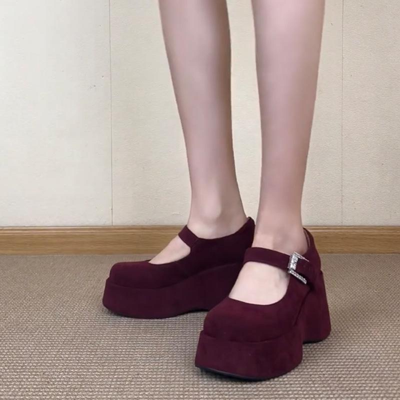 French Retro Small Man Thick-soled High with Skirt Maggie Jane Women's Shoes Simple Jane High Heels Mary Jane Single Shoes