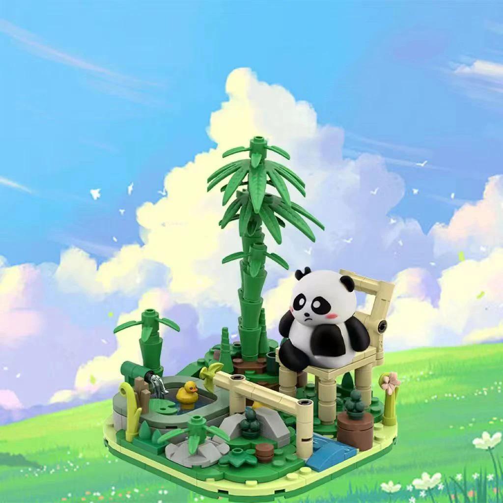 Cute Panda Building Blocks Zoo Landscape Assembly Model Bricks Creative Desktop Decoration Children's Christmas DIY Toys Gifts