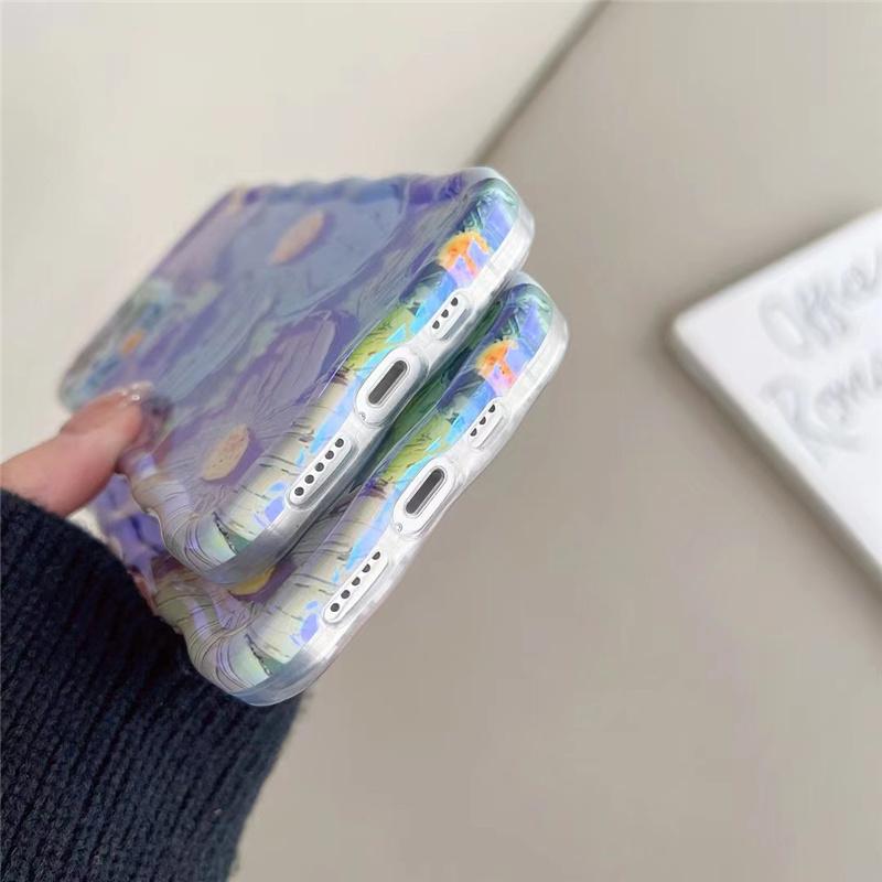 Retro Oil Painting Blu -Ray Flowers Shockproof Phone Case For Iphone 13 12 13pro 14pro 13 Pro Max Silicone Cover Iphone 14 Fundas