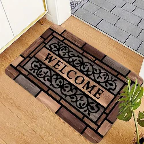

Welcome Home Vintage Doormat Classic Frame Text Pattern Farmhouse Home Decor Carpet Soft Non-Slip Welcome Mat for Entryway 40x60cm