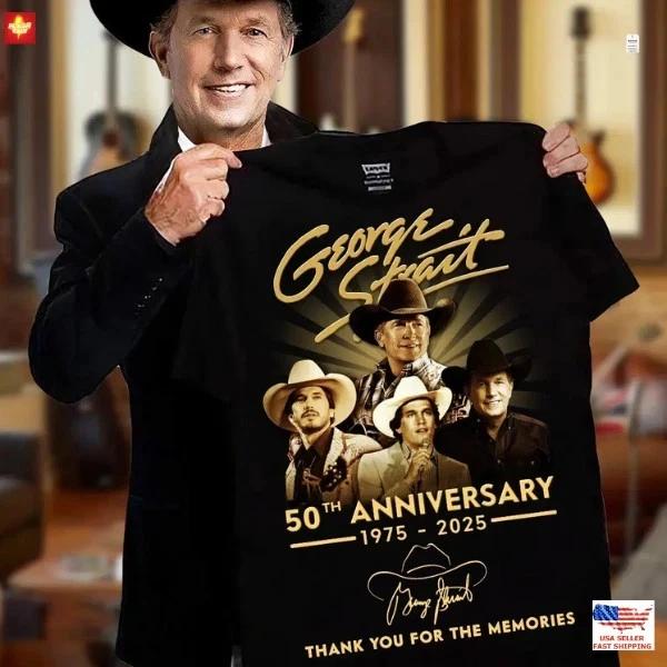Rare chemise noire classique George Strait Thank You 1975-2023 S-5XL T-shirt S
