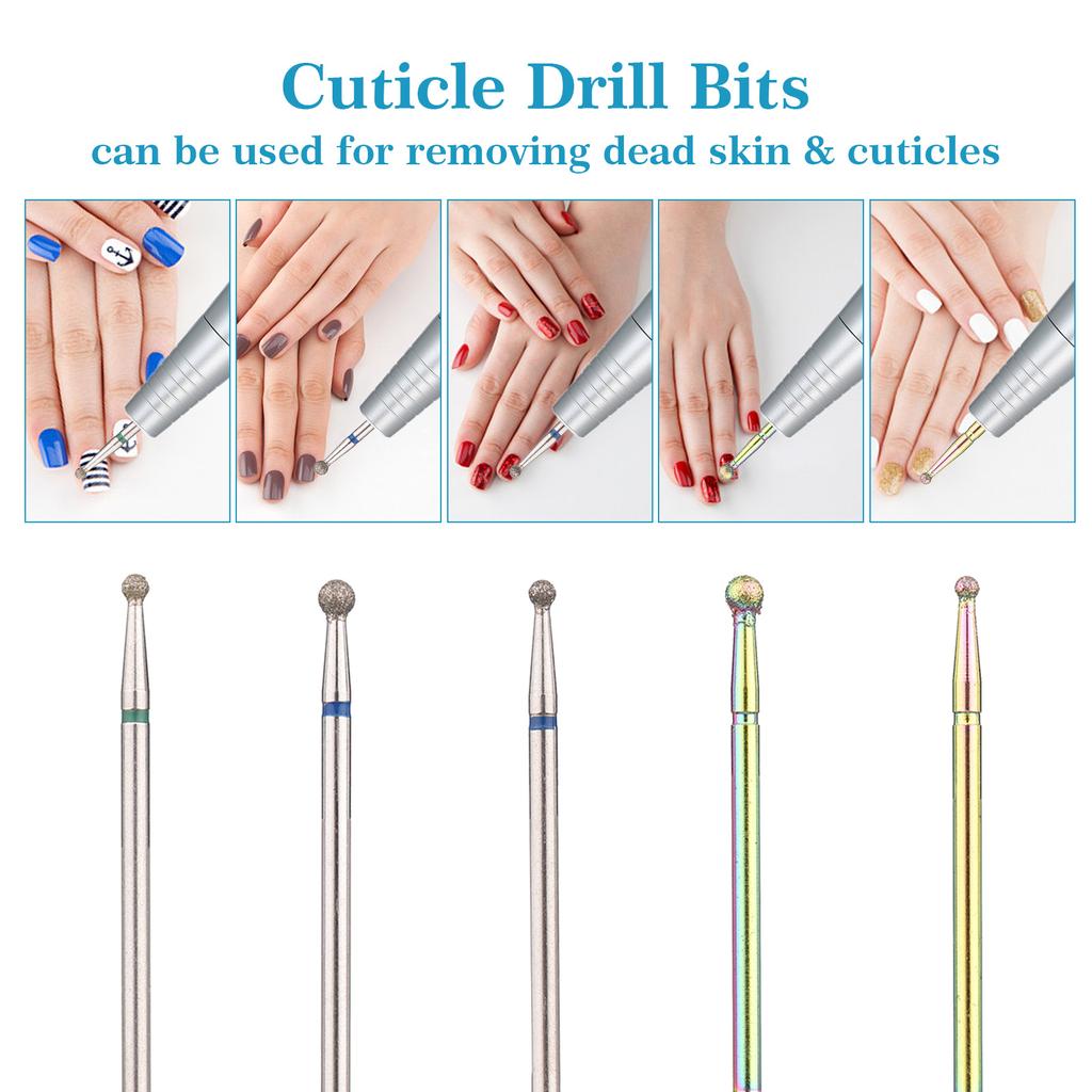 Nail Drill Bit Set Tungsten Steel Drill Bits Mini Cleaning Brushes for Nail Prep Cuticle Nail Gel
