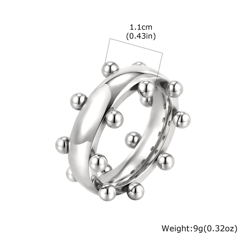 Trendy Stainless Steel Mix Color Mini Ball Ring for Women, Vintage Gold Plated Finger Rings, Party Luxury Jewelry Gift
