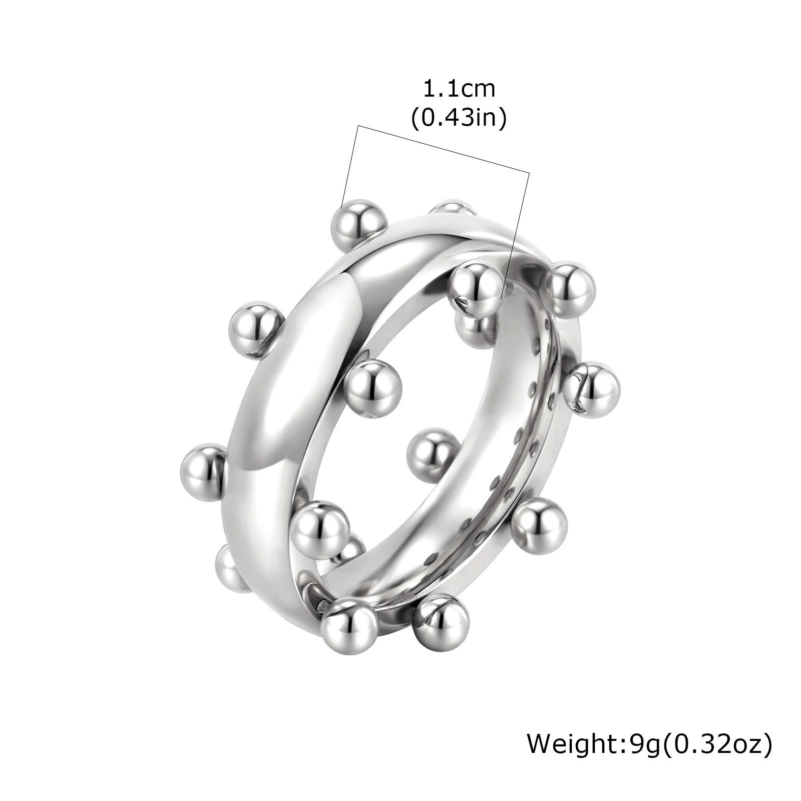 

Trendy Stainless Steel Mix Color Mini Ball Ring for Women, Vintage Gold Plated Finger Rings, Party Luxury Jewelry Gift 12 серебряный