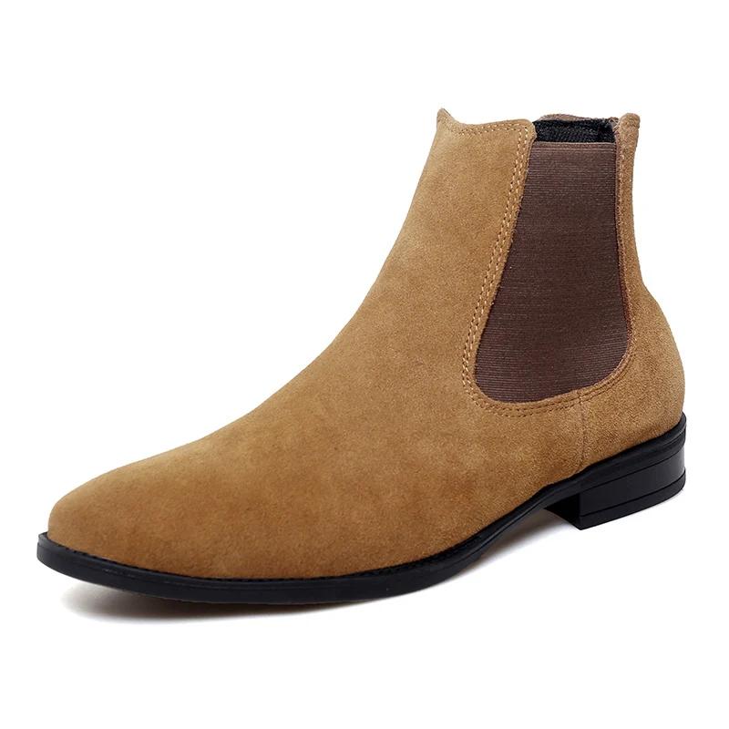 Fashion Men's Chelsea Designer Boots Fashion Solid Color Leather Men Dress Shoes British Style Comfortable Winter Business Men Boots