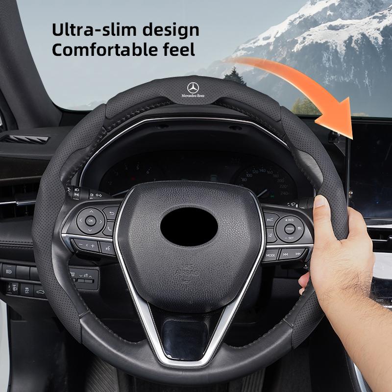 ULA5 Nappa Leather Perforated Anti-Slip Steering Wheel Protective Sleeve For Mercedes-Benz GLC X253 X254 C-Class W205 W206 A-Class W1