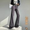 Grey micro-flared pants women's spring new high-waisted and thin casual sweatpants drape straight wide-leg sweatpants