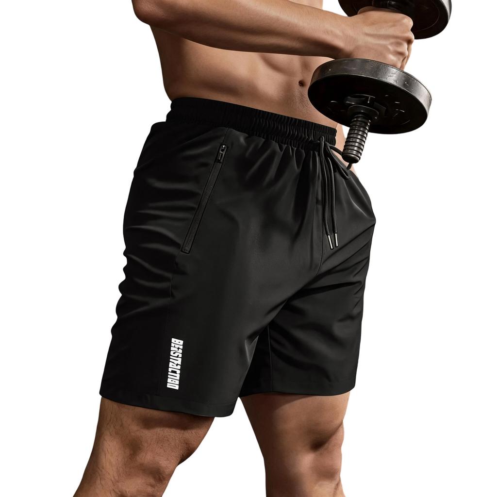 Men's Lightweight Quick Dry Athletic Shorts with Zippered Pockets Elastic Waistband Breathable Fabric for Gym Running Outdoor Sports