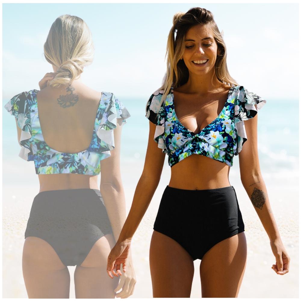 Two-piece boho swimsuit, women's shaping set, black. M two-piece boho swimsuit, women's shaping set, black.