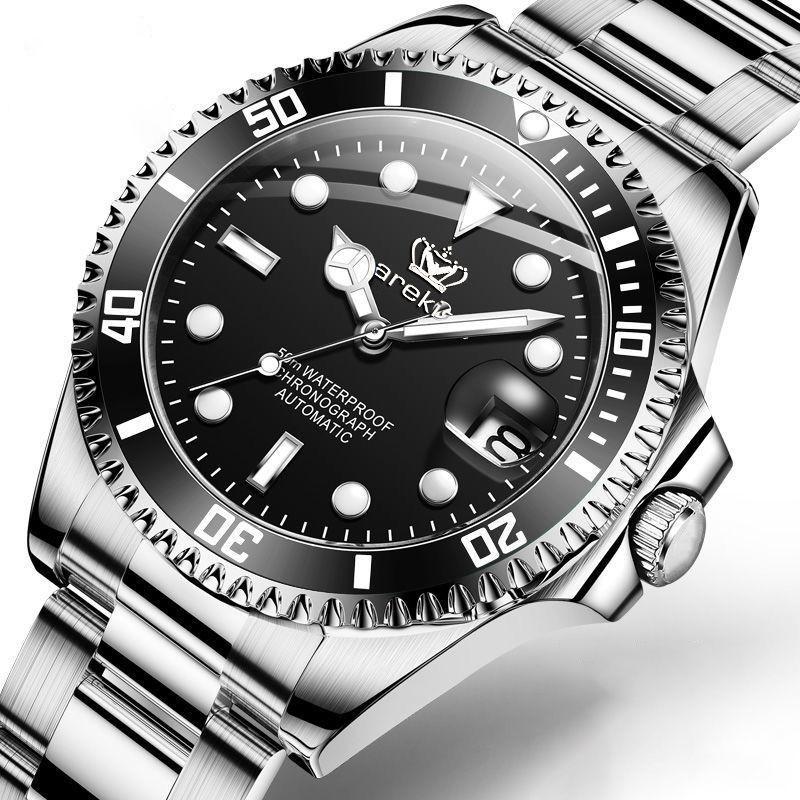 

Новые мужские часы класса люкс, модные, деловые, с ремешком из нержавеющей стали, светящиеся кварцевые наручные часы для мужчин, подарок