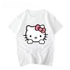 Summer 2026 New Childrens Tshirt Hello Kitty Graffiti Cartoon Print Pure Cotton Breathable Parentchild Fashion Short Sleeve