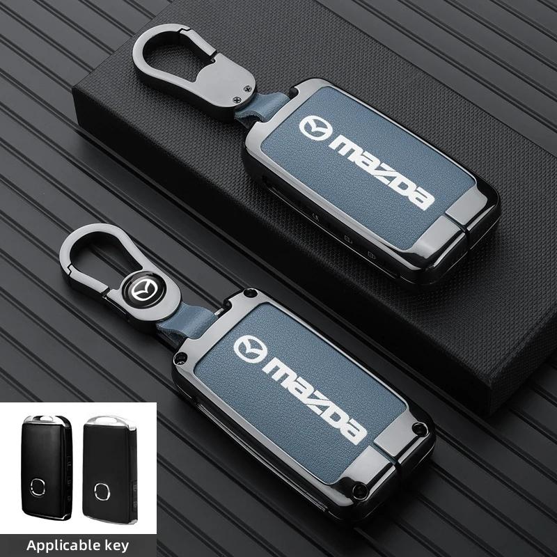 Leather Car Smart Key Case Cover Shell For Mazda 3 5 6 SKYACTIV Axela Atenza CX30 CX5 CX8 CX9 MX5 RX8 RX7 BT50 Keychain Protecto