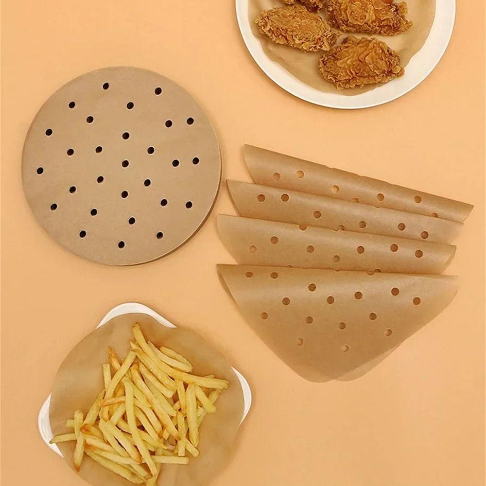 100Pcs Wood Pulp Papers Steamer Liners Disposable Steaming Basket Mat New Air Fryer Paper