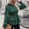 Women's Fashion Casual Autumn Rhombus Print Long Sleeve Blouses & Shirts
