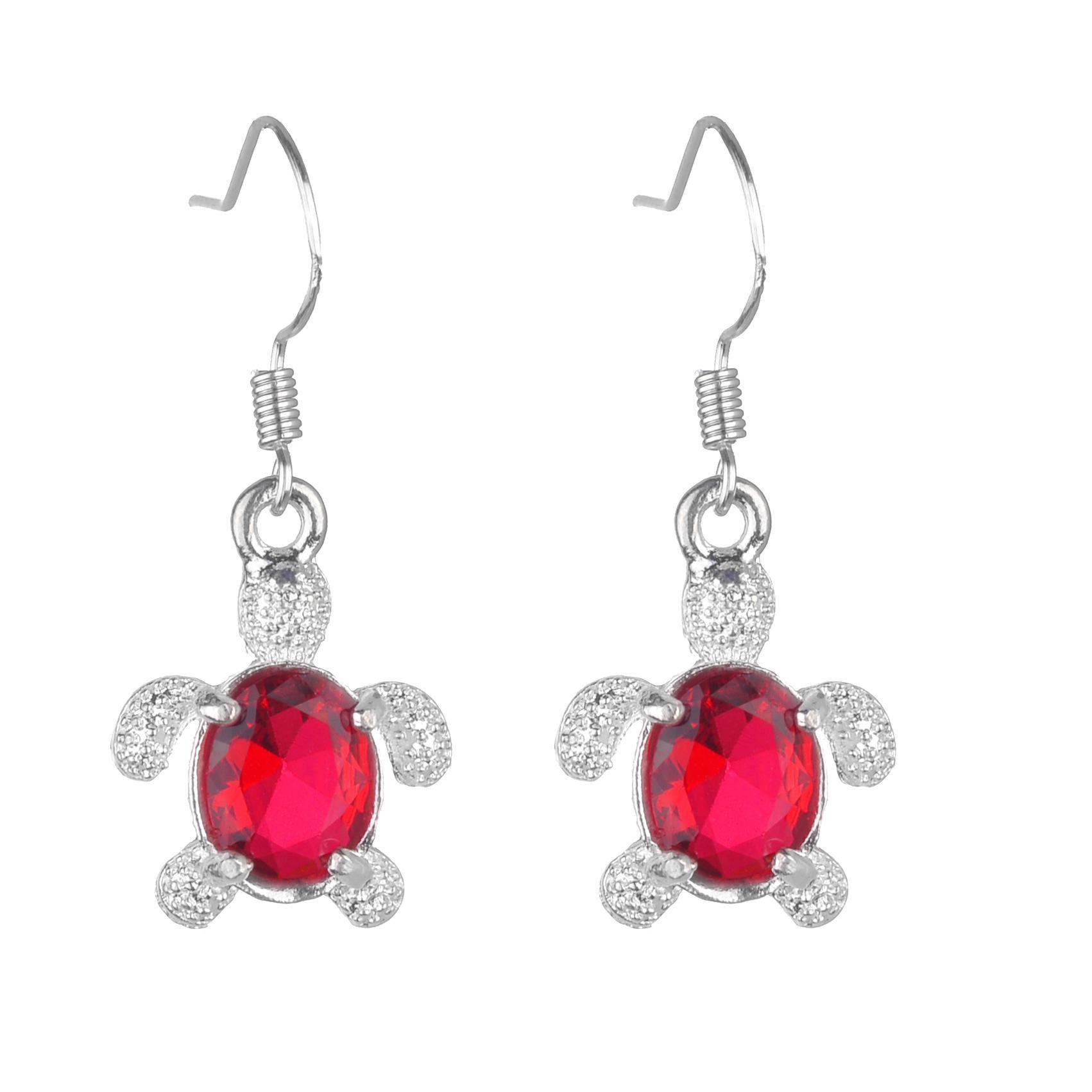 Rhinestone Gemstone Sea Turtle Stud Earrings