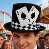 Zauberer Zylinderhut Poker Kartenmuster Neuheit Filz Zylinderhut für Amateur-Hobbyisten Theaterlehrer Partyplaner Cosplayer