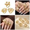 Exquisite Shell Bead Sunflower Stainless Steel Open Ring Set - High-End Hand Jewelry