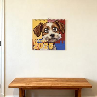 Calendário Bonito de Cachorro Marrom 2026 Decoração para Casa Design Criativo de Filhote Calendário de Mesa Flip para Escritório Presente