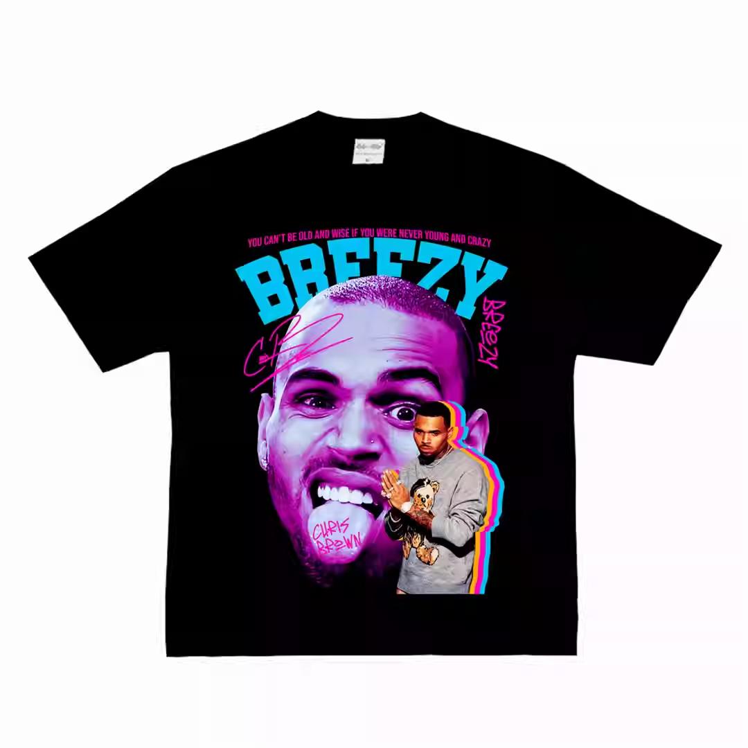 

Chris Brown Neon Graphic TShirt Cotton Vibrant RB Style Unisex Loose Crew Neck Streetwear Summer Casual Tees S