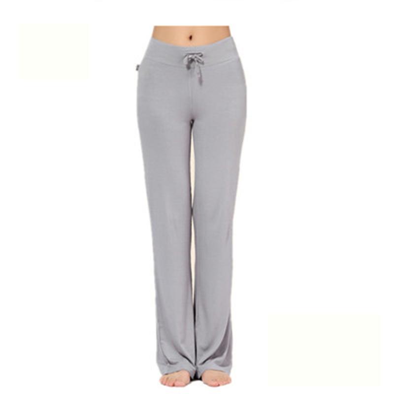 Women Solid Color High Waist Drawstring Wide Leg Long Pants Yoga Dance Trousers Wide Leg For Yoga Running Jogging Gymnastics