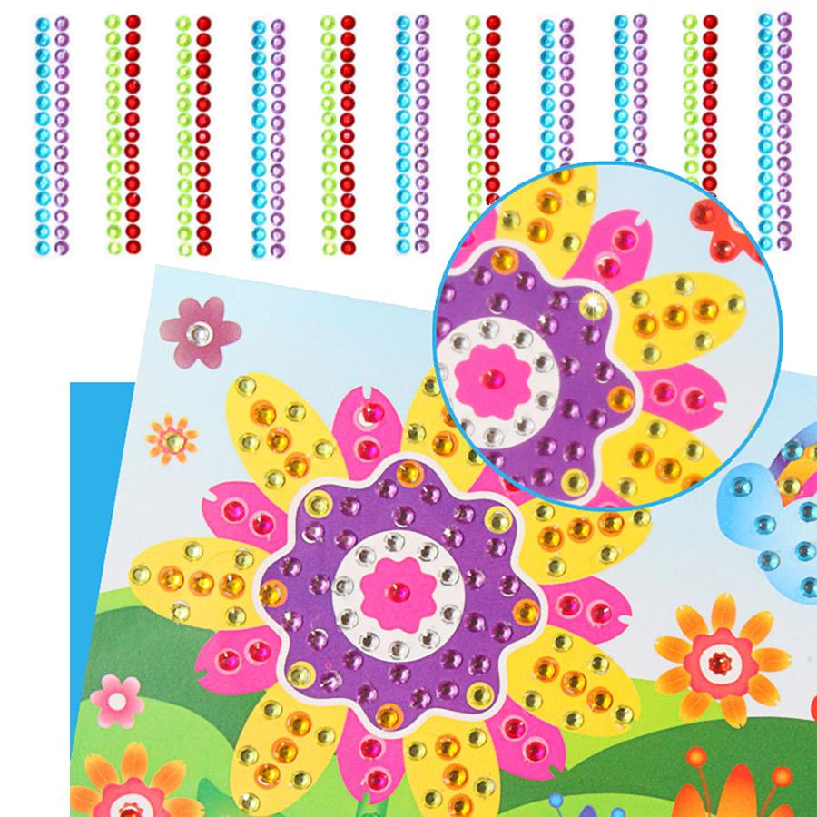 5/8/13pcs Cartoon Painting & Acrylic Crystal Colored Diamond Stickers Handmade DIY Art Birthday Gift Entertainment Supplies XJM