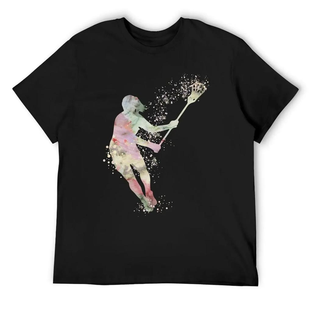 Girl Lacrosse Player Watercolor Silhouette Sport Gift T-Shirt vintage clothes anime shirt Luxury man slim fit t shirts for men