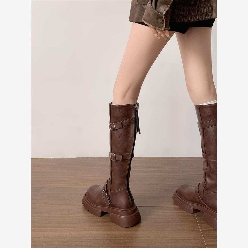 Small temperament shows high boots, comfortable and slender boots, spring and autumn thick-soled Martin boots, children look thin