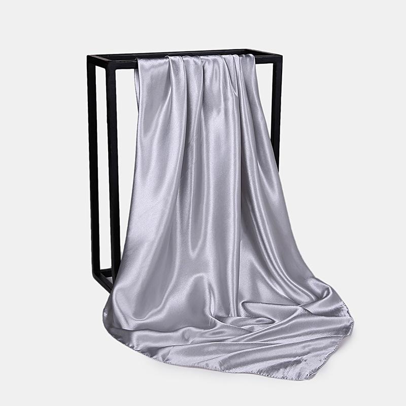 HUISHI Satin Scarf Solid Colors Neckerchief Hijab Scarf For Women Silk Satin Headband Hair Scarves 90cm Square Shawls For Lady