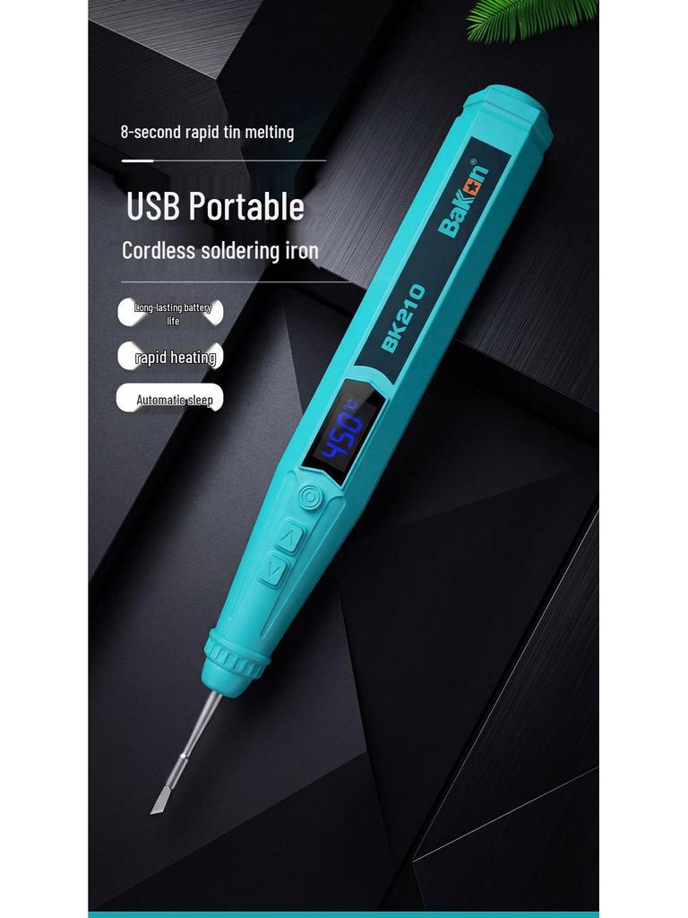 Bakon White Light BK210 USB Wireless Mini Soldering Iron – Portable Electric Welding Pen with Household Tin Soldering Capability.