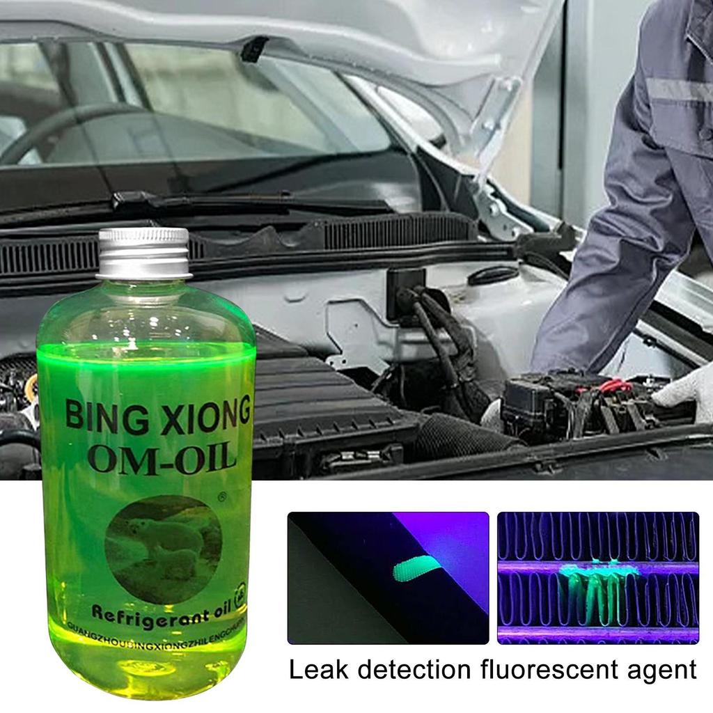 500ml Refrigerant Oil Leak Repair Agent Car Air Conditioner Oil Fluorescent Detection Repair Agent Plugging Agent Leak Universal