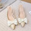 Temperament Bow Baotou Sandals Women's Spring and Summer New Stiletto Pointed Toe Back Air Non-slip High Heels
