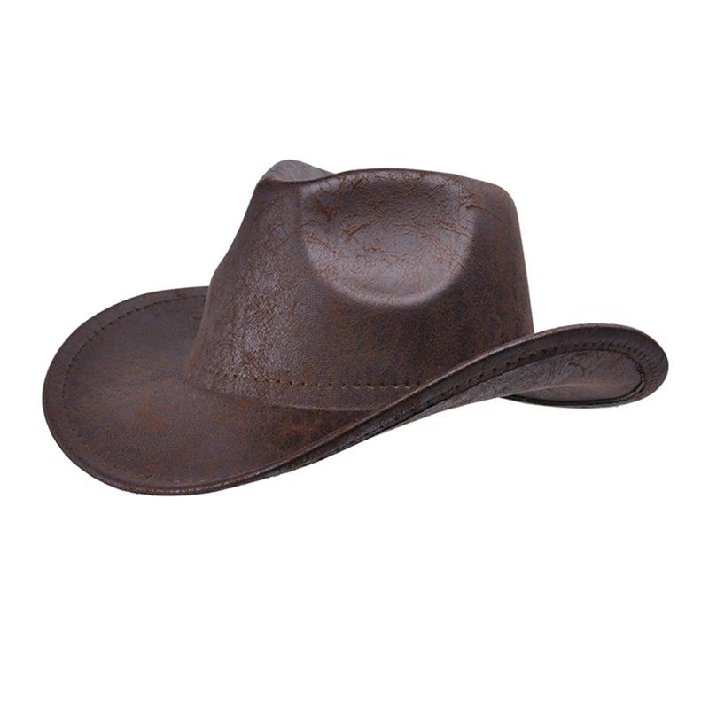 Retro Texture Design Western Cowboy Hats for Men Roll-up Wide Brim Outdoor Gentleman Jazz Caps Panama Hats