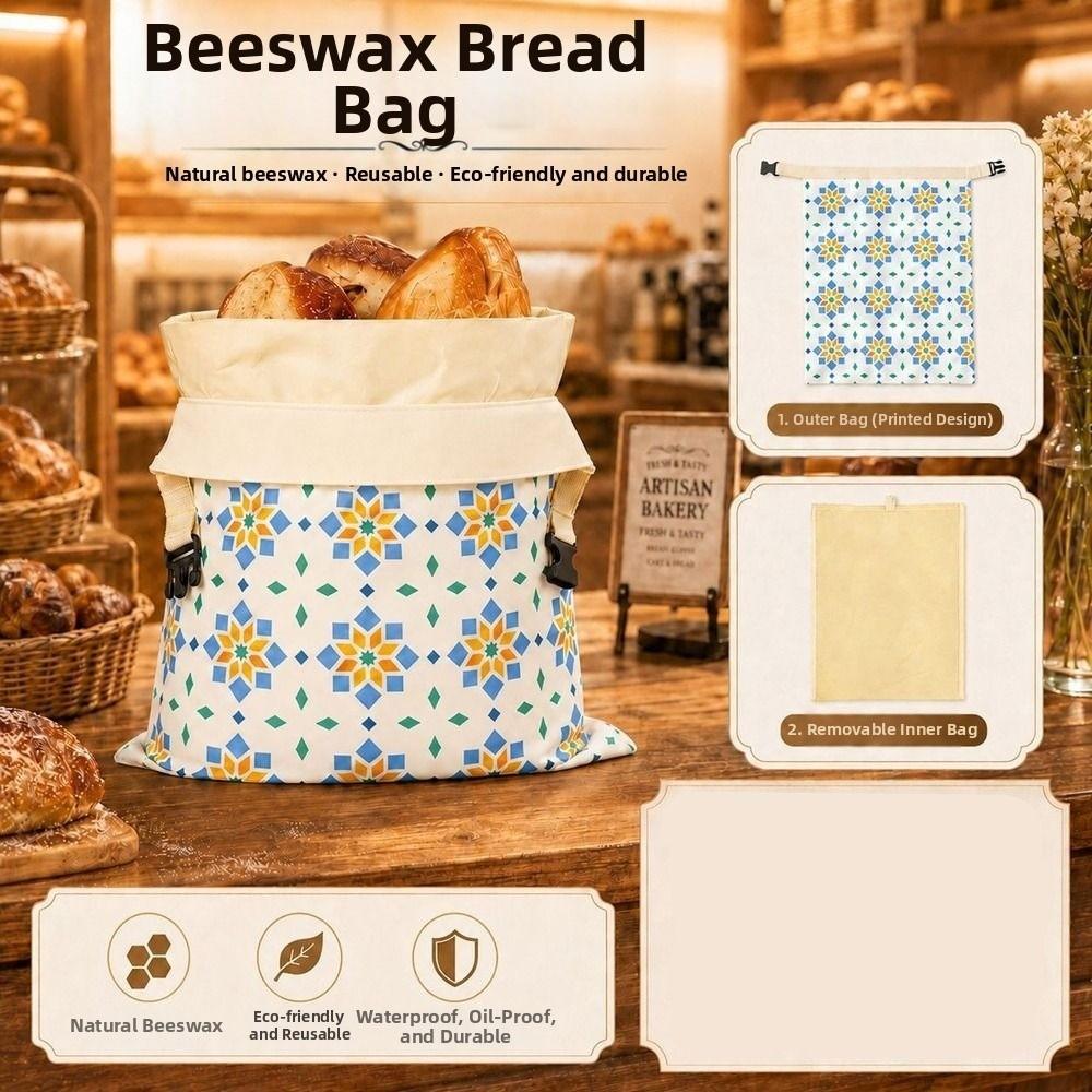 Reusable Beeswax Bread Bags Lock Closure Food Storage Bags New Sourdough Bread Bags Homemade