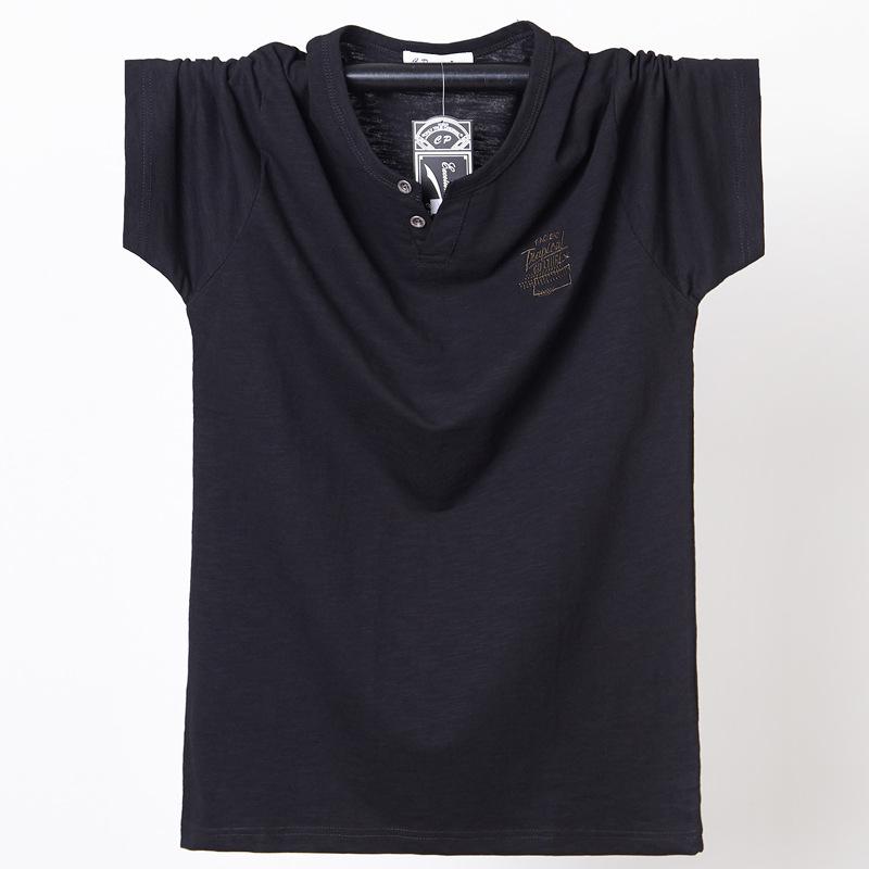 

Men s Plus Size Korean Style Bamboo Knit Short Sleeve T-shirt L чёрный