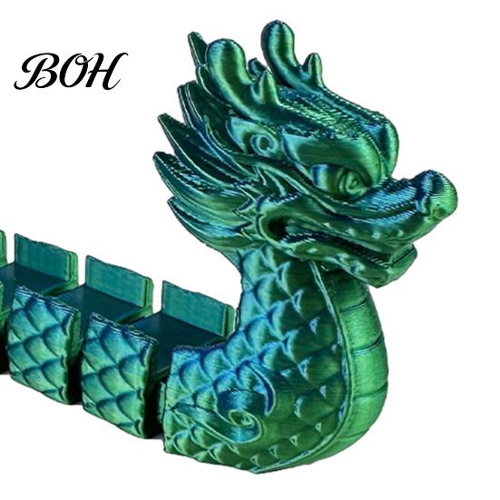 Unique Dragon Boat Festival Gift 3D Printed Articulated Figurine, Gradient Metallic Statue with Flexible Bendable Body, Model Traditional Desktop