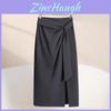 High Waist Slimming Asymmetrical Skirt With Slit For Office And Casual Wear