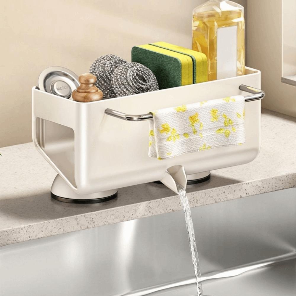Punch Free Suction Cup Sink Drain Rack Wall Mounted Dishcloth Drying Rack for Kitchen