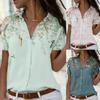 Casual Short Sleeve Print Shirt Women Spring Loose Vintage Blouses Women Tops Fashion Office Button Up Female Shirts