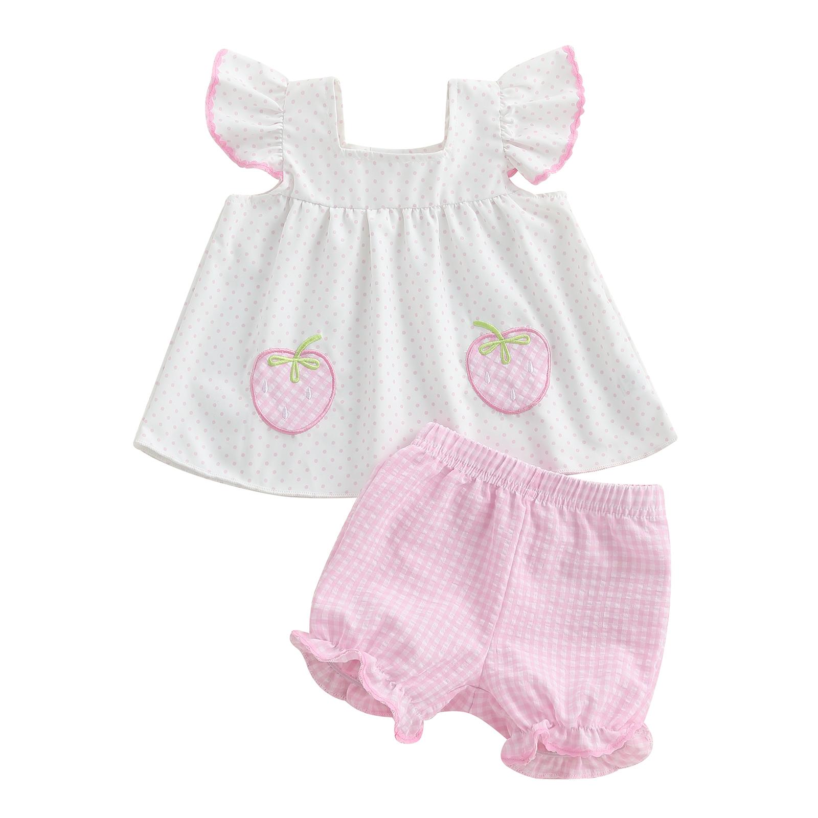 

Летняя одежда для девочек с полосатым принтом, с рукавами-крылышками, с квадратным вырезом, с оборками, шорты, наряд 4-5 Years белый