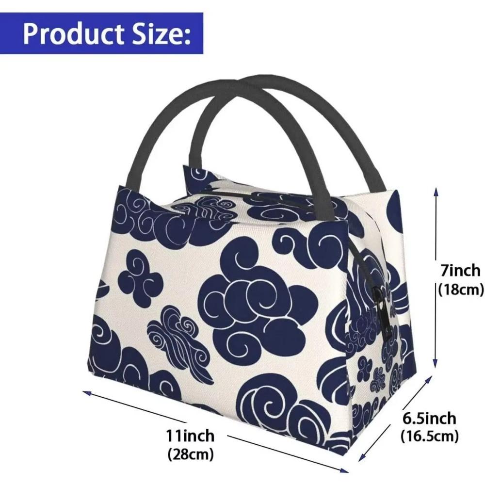 Portable Insulated Lunch Bag Vintage Auspicious Clouds Waterproof Tote Bento Bag for Office School Hiking Beach Picnic Fishing