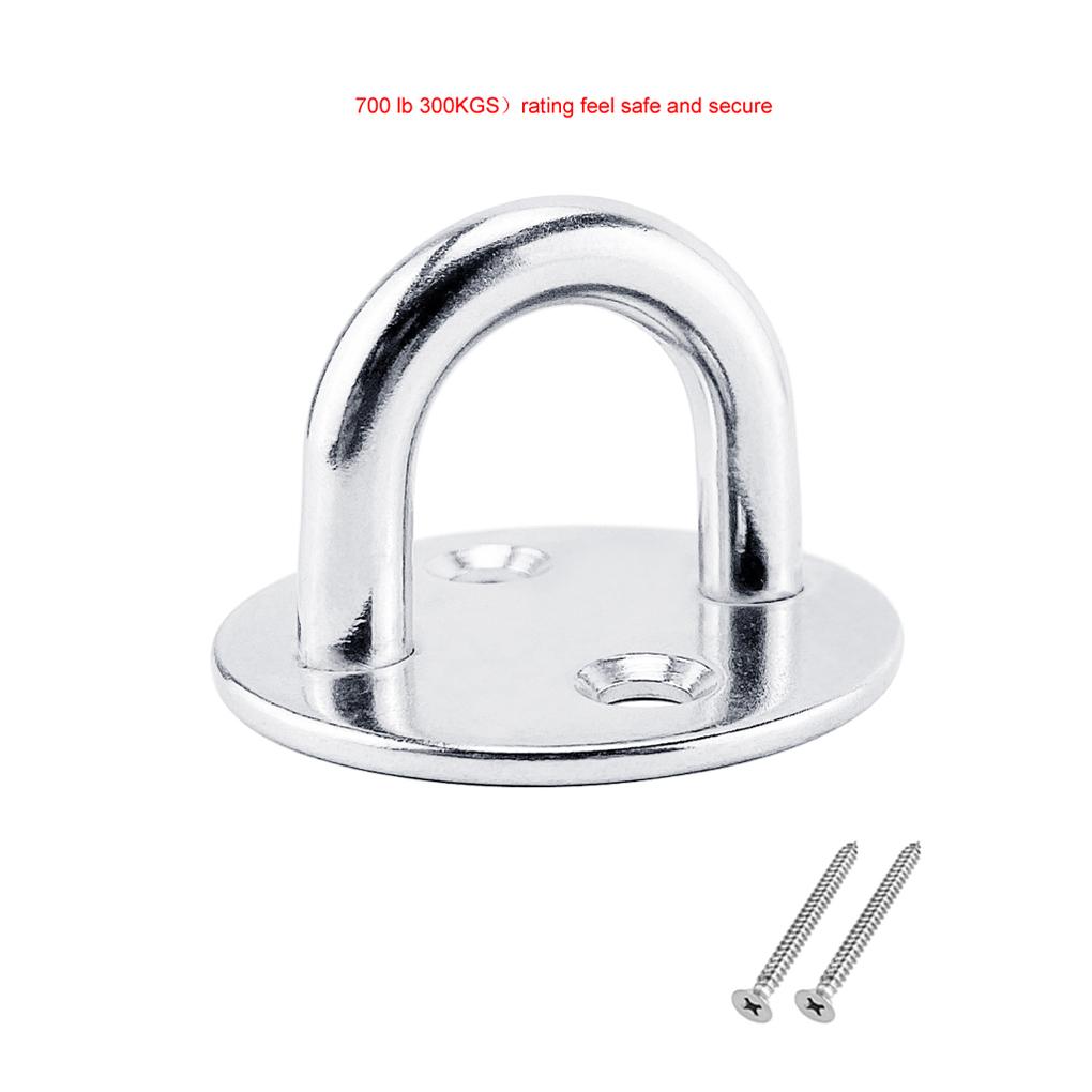2Pcs Eye Pad Plate Stainless Steel Round U-Shaped Hanging Hooks with Screws Hardware Suspension Training Straps