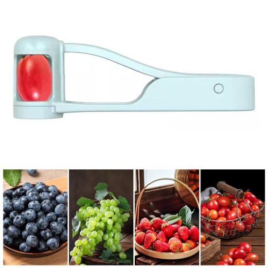 Drue- og Cherrytomat-skærer med Rustfrit Stål Kniv, Håndholdt Frugtskærer til Børns Snacks, Hurtigt Værktøj til Frugtforberedelse, Gadget til Familiekøkkenet