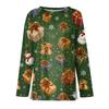 Womens's Fashion Casual Halloween Print V-neck Mid Length Pocket 3/4 Sleeve Top