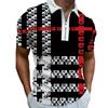 Men's Short Sleeved Zipper Polo Shirt, Men's Fashion Personalized Printed Collar Polo Shirt, T-shirt